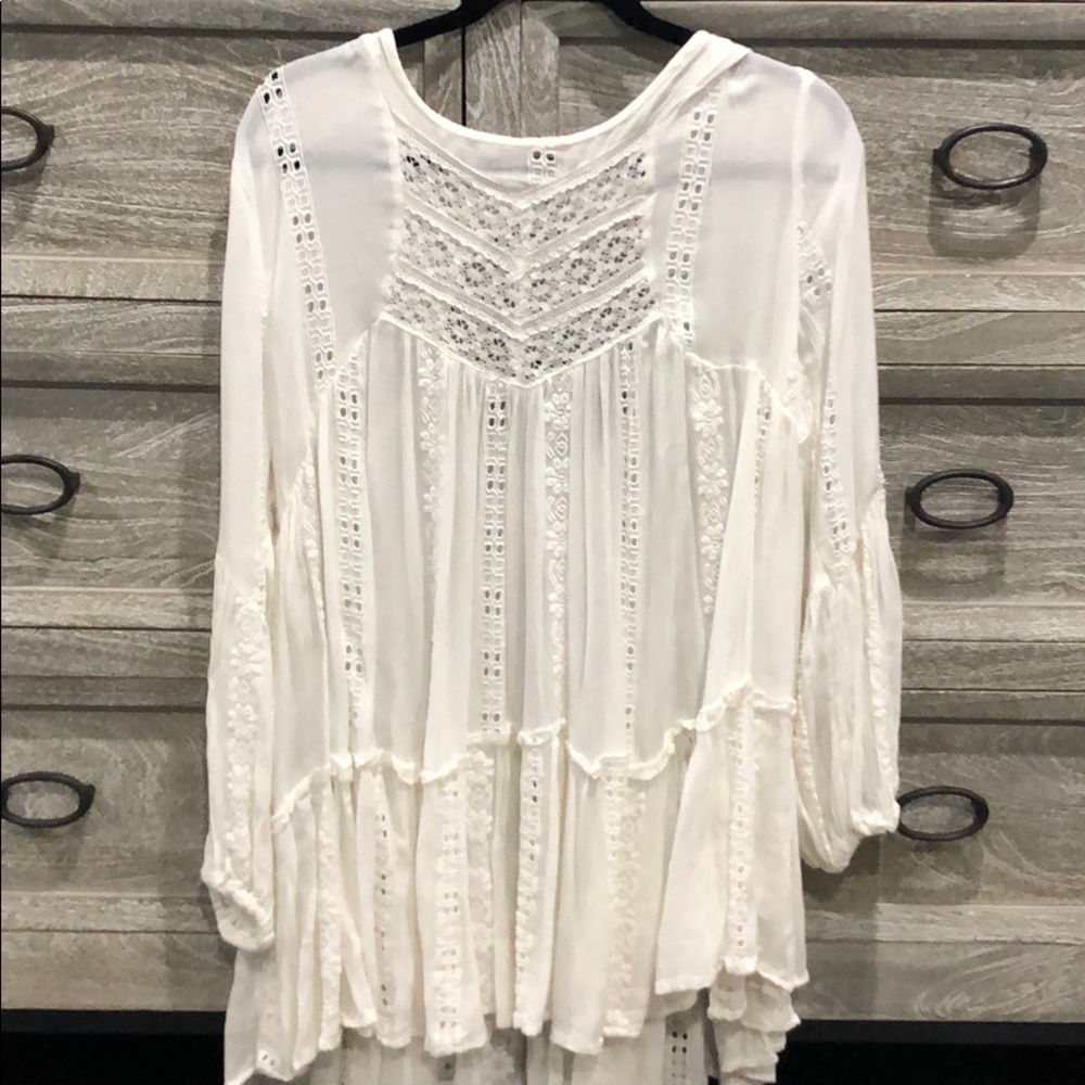 Free People Kiss Kiss Embroidered Lace Tunic
